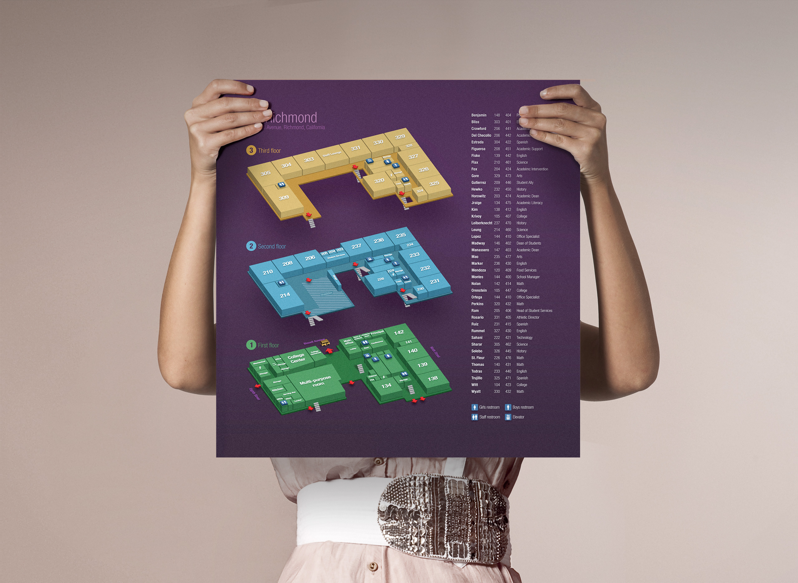 Richmond, California school map and directory design.