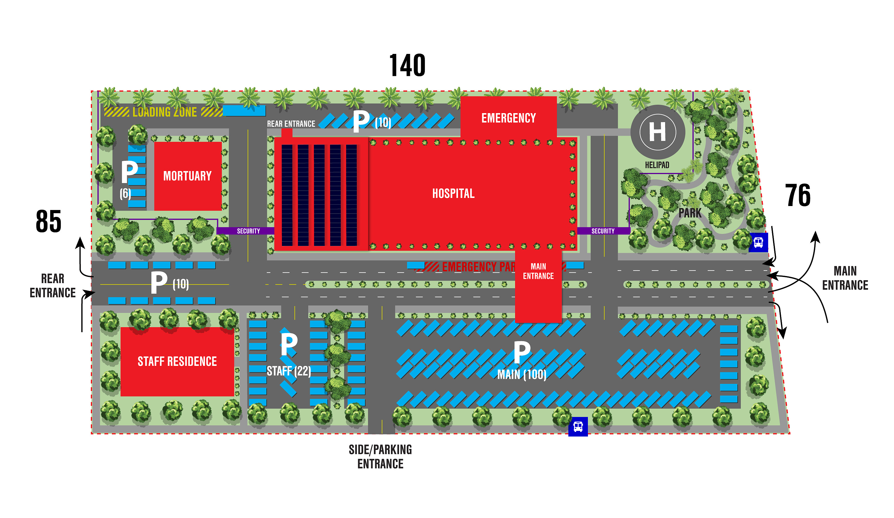 Bolivia hospital site plan design.